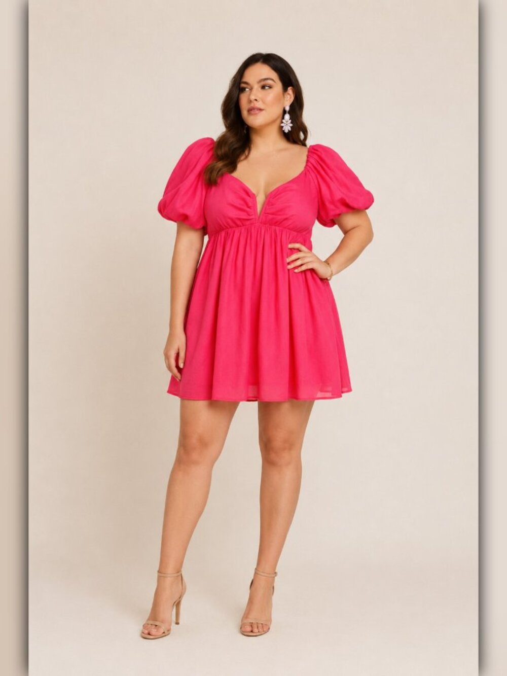 A324 • Bold Allure Organza Puff Sleeve Mini Dress
